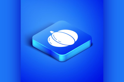 Isometric Pumpkin icon isolated on blue background. Happy Halloween pa