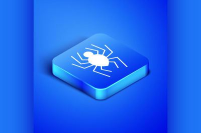 Isometric Spider icon isolated on blue background. Happy Halloween par