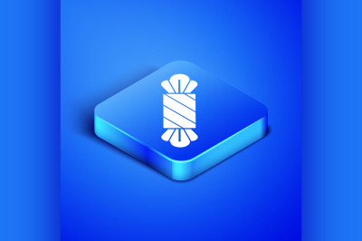 Isometric Candy icon isolated on blue background. Happy Halloween part