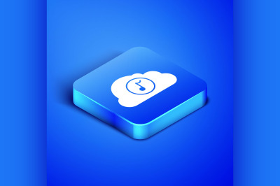 Isometric Music streaming service icon isolated on blue background. So