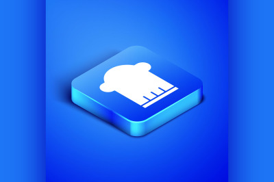 Isometric Chef hat icon isolated on blue background. Cooking symbol. C