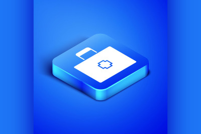 Isometric First aid kit icon isolated on blue background. Medical box