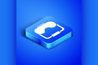 Isometric Diving mask icon isolated on blue background. Extreme sport.