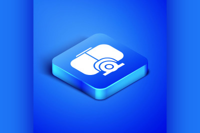 Isometric Diving mask icon isolated on blue background. Extreme sport.