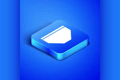 Isometric Swimming trunks icon isolated on blue background. Blue squar