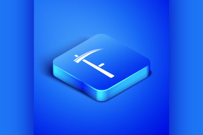 Isometric Scythe icon isolated on blue background. Happy Halloween par