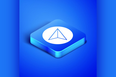 Isometric Paper airplane icon isolated on blue background. Blue square