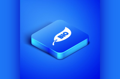 Isometric Leaf Bio symbol icon isolated on blue background. Banner&2C; la