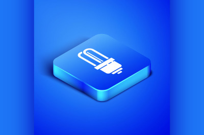 Isometric LED light bulb icon isolated on blue background. Economical