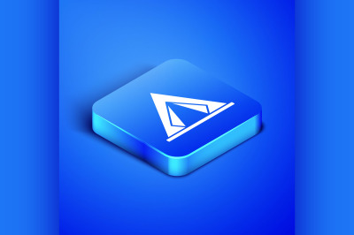 Isometric Tourist tent icon isolated on blue background. Camping symbo