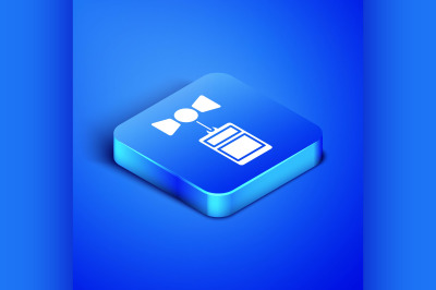 Isometric Price tag with an inscription Sale icon isolated on blue bac