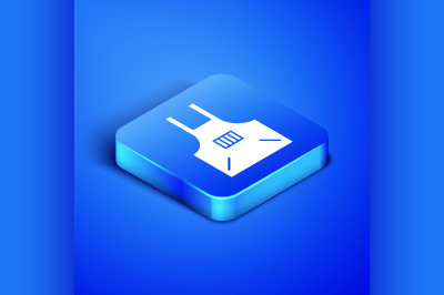 Isometric Kitchen apron icon isolated on blue background. Chef uniform