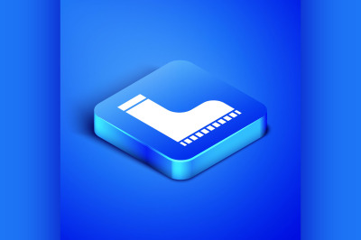 Isometric Waterproof rubber boot icon isolated on blue background. Gum