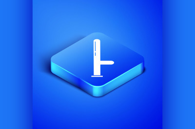 Isometric Police rubber baton icon isolated on blue background. Rubber