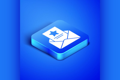 Isometric The arrest warrant icon isolated on blue background. Police