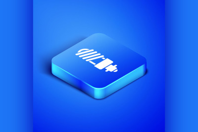 Isometric LED light bulb icon isolated on blue background. Economical