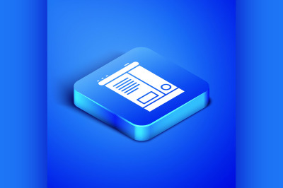 Isometric Car battery icon isolated on blue background. Accumulator ba