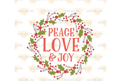 Peace Love And Joy Wreath SVG