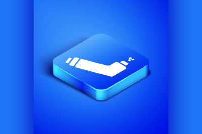 Isometric Inhaler icon isolated on blue background. Breather for cough