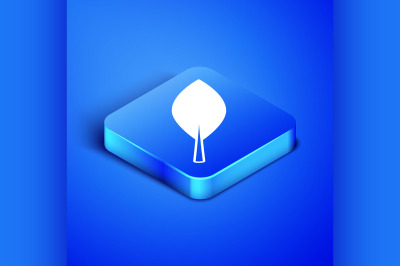 Isometric Leaf icon isolated on blue background. Fresh natural product