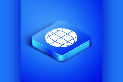Isometric Earth globe icon isolated on blue background. World or Earth