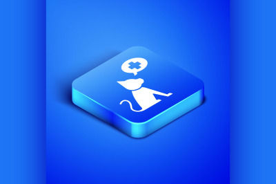 Isometric Veterinary clinic symbol icon isolated on blue background. C