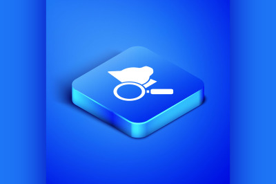 Isometric Veterinary clinic symbol icon isolated on blue background. M