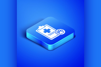 Isometric Clipboard with medical clinical record pet icon isolated on