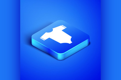 Isometric Baby clothes icon isolated on blue background. Baby clothing