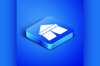 Isometric Circus tent icon isolated on blue background. Carnival campi