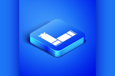 Isometric Cartridges icon isolated on blue background. Shotgun hunting