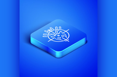 Isometric Hunt on deer with crosshairs icon isolated on blue backgroun