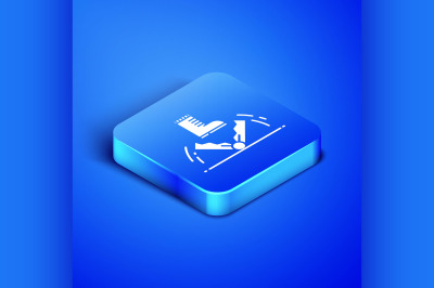 Isometric Trap hunting icon isolated on blue background. Blue square b