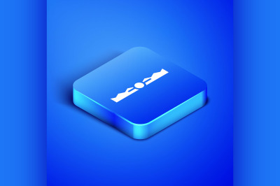 Isometric Trap hunting icon isolated on blue background. Blue square b