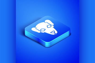 Isometric Hunting dog icon isolated on blue background. Blue square bu