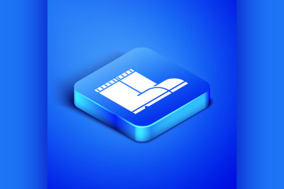 Isometric Fishing boots icon isolated on blue background. Waterproof r