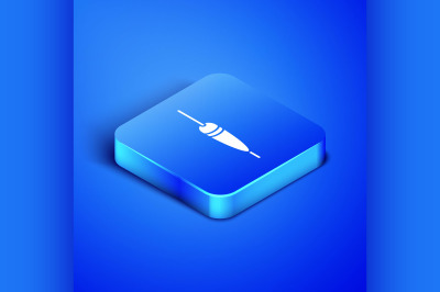 Isometric Fishing float icon isolated on blue background. Fishing tack