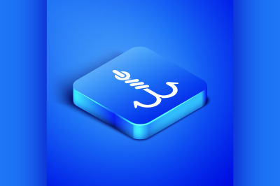 Isometric Fishing hook icon isolated on blue background. Fishing tackl