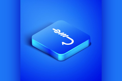 Isometric Fishing hook icon isolated on blue background. Fishing tackl