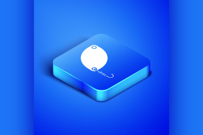 Isometric Fishing spoon icon isolated on blue background. Fishing bait