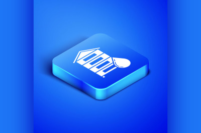 Isometric Hive for bees icon isolated on blue background. Beehive symb