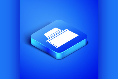 Isometric Beekeeper with protect hat icon isolated on blue background.