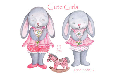 Cute Girls. Bunnies.