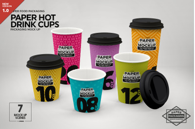 Paper Hot Drink Cups Mockup
