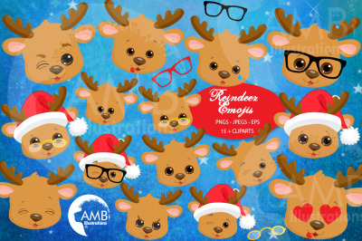 Reindeer emojis, reindeer emoticons AMB-2696