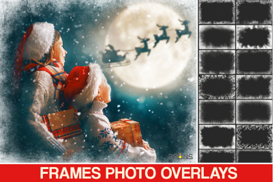 Christmas overlays&2C; Winter frame clipart&2C; Frosted window overlays