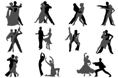 Dancing couples silhouette