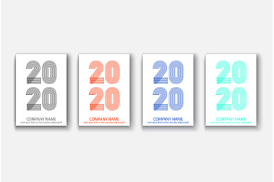 Cover Annual Report numbers 2020 in thin lines illustrations