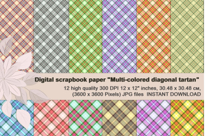 Colorful TARTAN PLAID Digital Scrapbook Paper