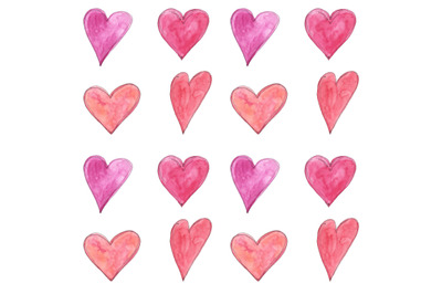 Love seamless pattern with watercolor hearts